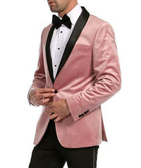 Enzo Pink Slim Fit Velvet Shawl Tuxedo Blazer - Ferrecci USA 