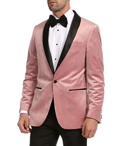 Enzo Pink Slim Fit Velvet Shawl Tuxedo Blazer - Ferrecci USA 