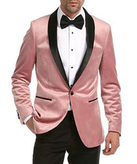 Enzo Pink Slim Fit Velvet Shawl Tuxedo Blazer - Ferrecci USA 