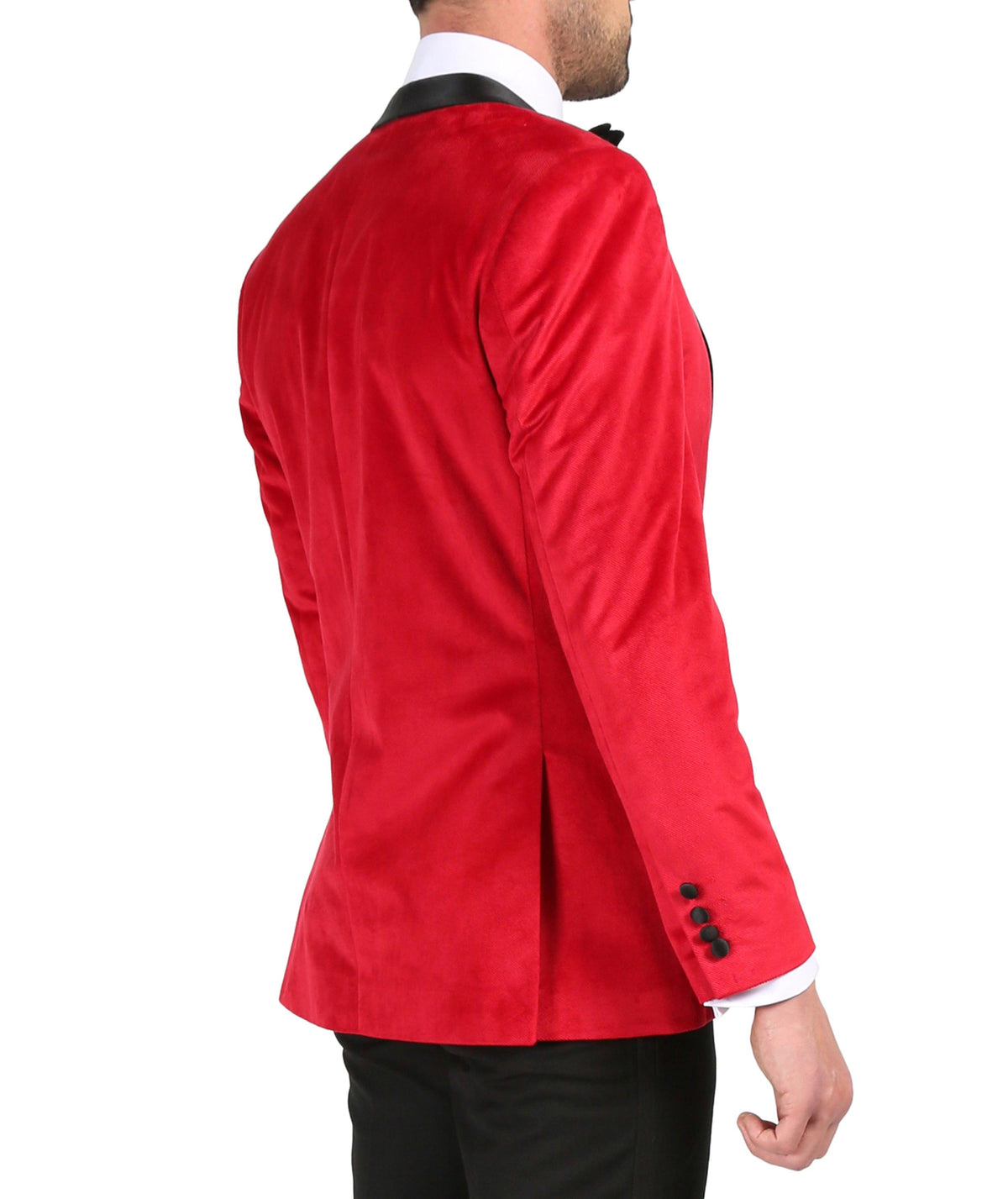 Enzo Red Slim Fit Velvet Shawl Tuxedo Blazer - Ferrecci USA 