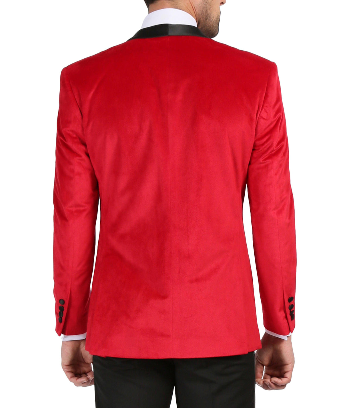 Enzo Red Slim Fit Velvet Shawl Tuxedo Blazer - Ferrecci USA 