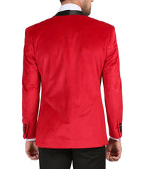 Enzo Red Slim Fit Velvet Shawl Tuxedo Blazer - Ferrecci USA 