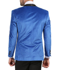 Enzo Royal Blue Slim Fit Velvet Shawl Tuxedo Blazer - Ferrecci USA 