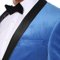 Enzo Royal Blue Slim Fit Velvet Shawl Tuxedo Blazer - Ferrecci USA 