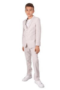 Ferrecci Boys Seersucker 2pc Suit Set Tan - Ferrecci USA 