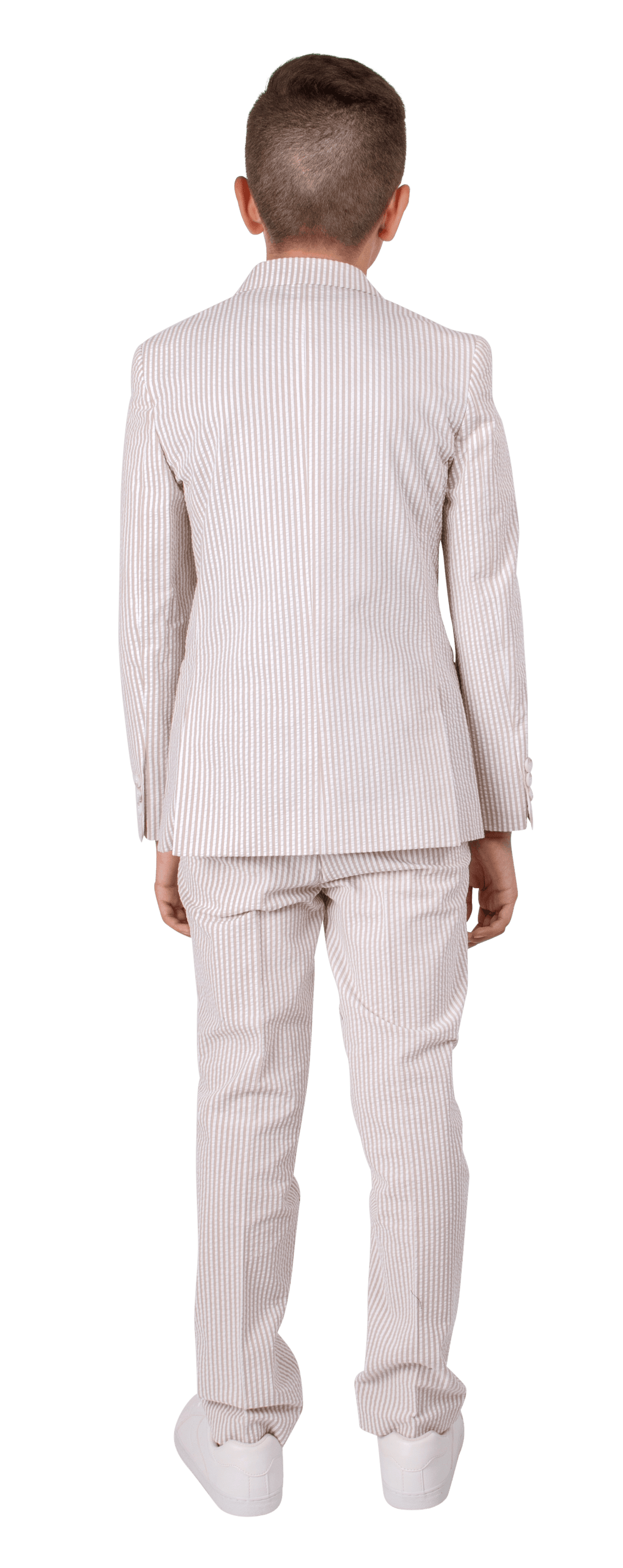 Ferrecci Boys Seersucker 2pc Suit Set Tan - Ferrecci USA 