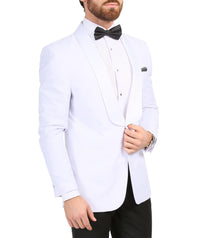 Ferrecci Men's Echo White Slim Fit Shawl Lapel Tuxedo Dinner Jacket - Ferrecci USA 