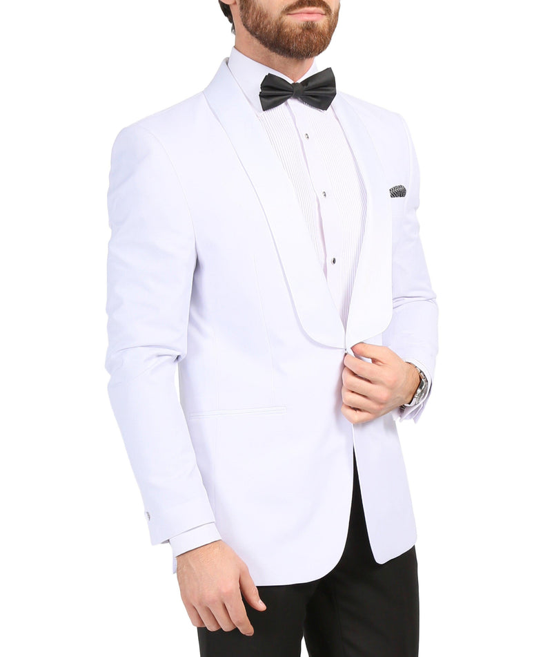 Ferrecci Men's Echo White Slim Fit Shawl Lapel Tuxedo Dinner Jacket - Ferrecci USA 