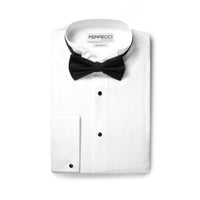 Ferrecci Men's Max White Regular Fit Wing Tip Collar Pleated Tuxedo Shirt - Ferrecci USA 