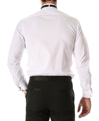 Ferrecci Men's Max White Slim Fit Wing Tip Collar Pleated Tuxedo Shirt - Ferrecci USA 