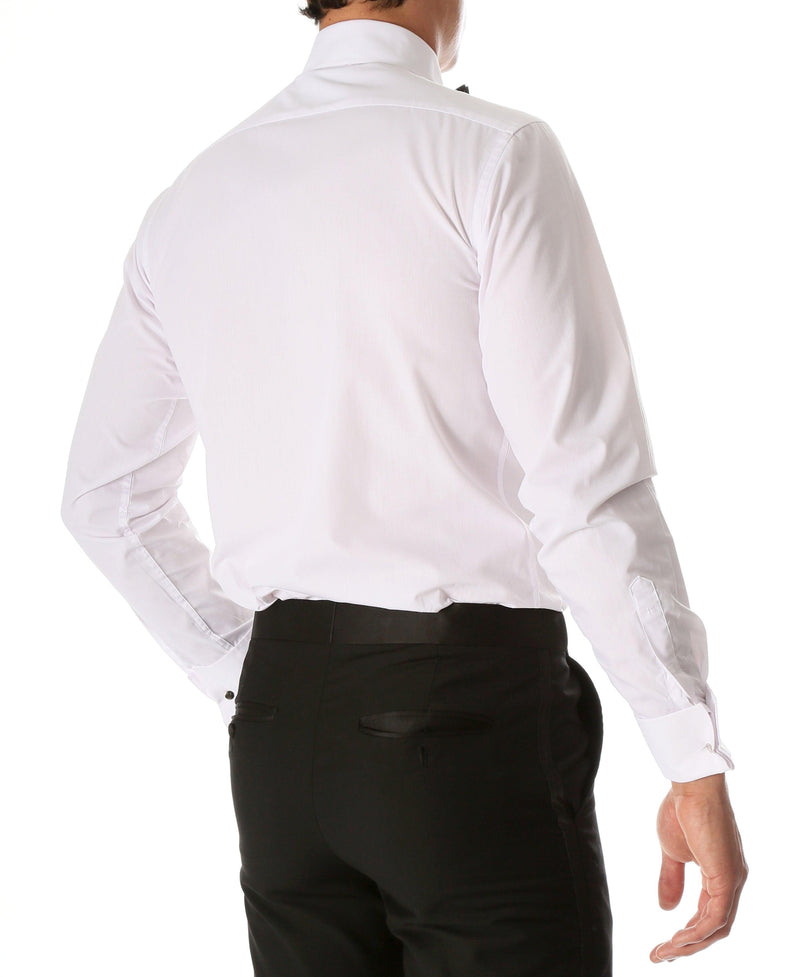 Ferrecci Men's Paris White Regular Fit Lay Down Collar Pleated Tuxedo Shirt - Ferrecci USA 