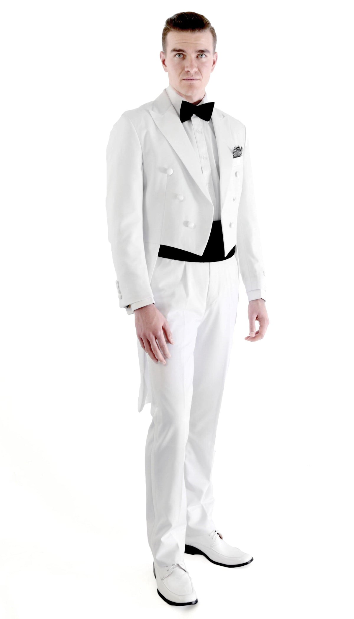 Ferrecci Men’s Regular Fit Peak Lapel White Tailcoat Tuxedo Set - Ferrecci USA 
