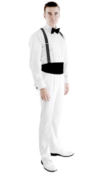 Ferrecci Men’s Regular Fit Peak Lapel White Tailcoat Tuxedo Set - Ferrecci USA 