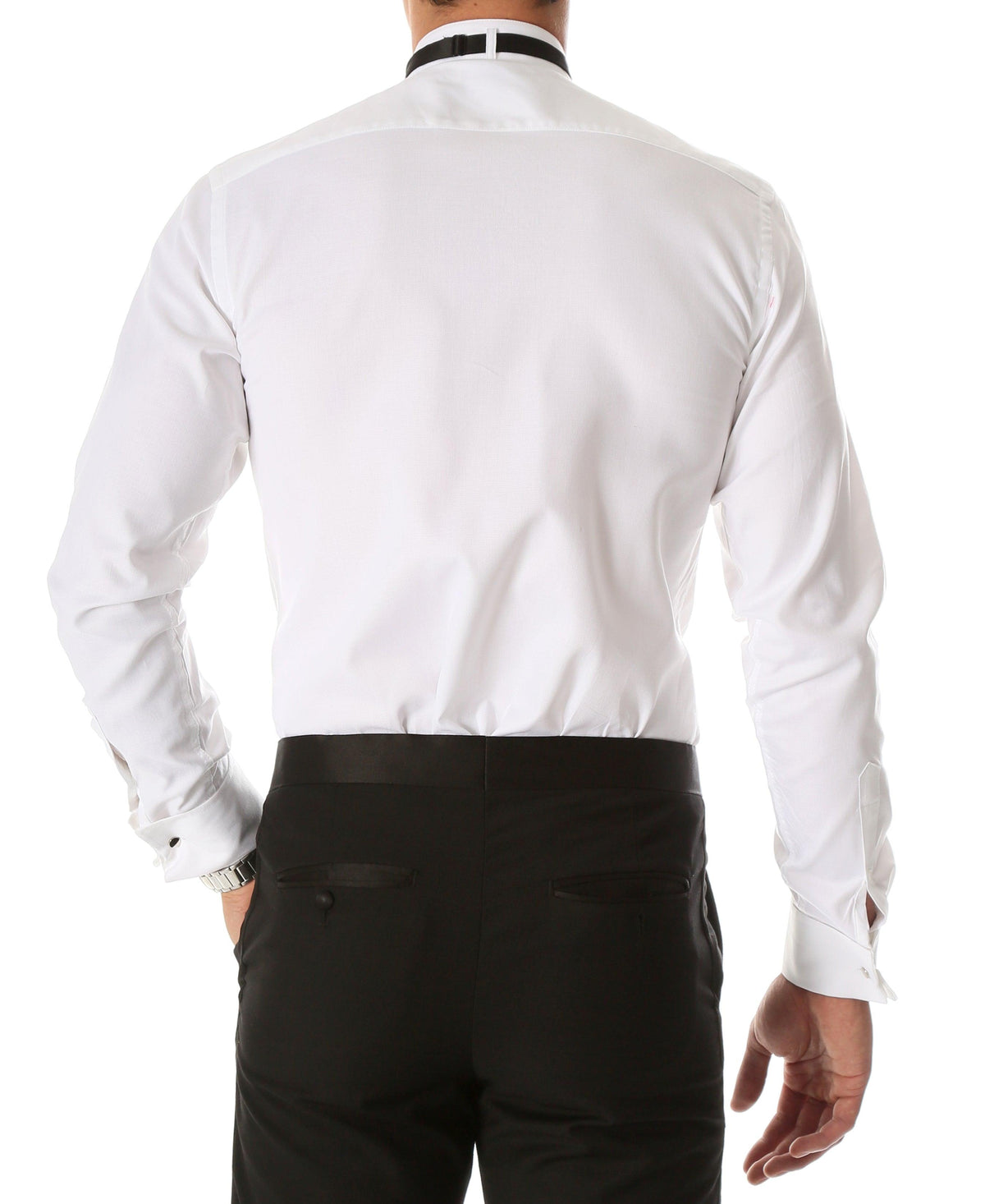Ferrecci Men's Rome White Slim Fit Pique Wing Tip Collar Tuxedo Shirt with Bib - Ferrecci USA 