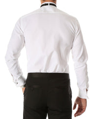 Ferrecci Men's Rome White Slim Fit Pique Wing Tip Collar Tuxedo Shirt with Bib - Ferrecci USA 