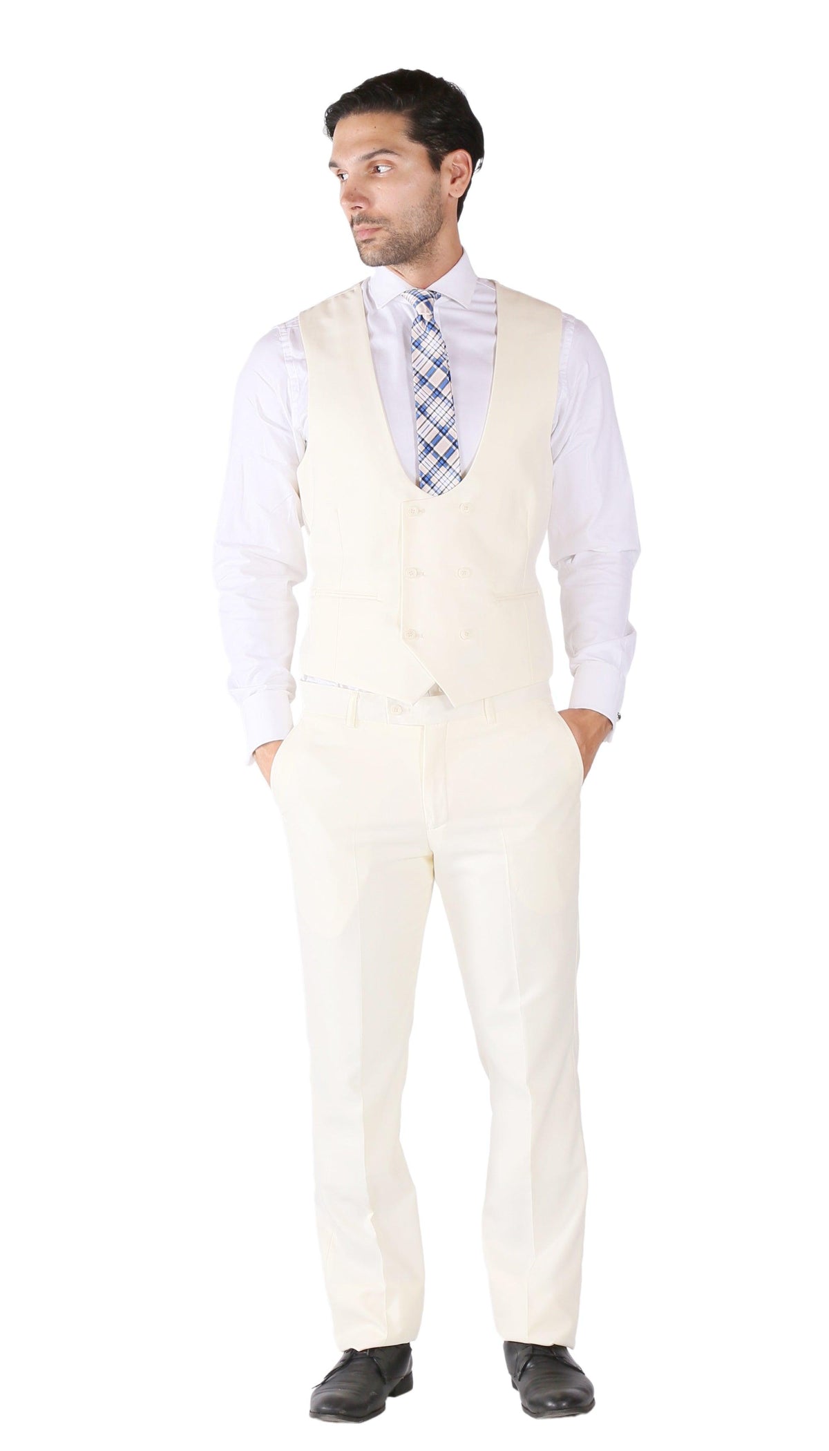 Hart 3pc Slim Fit Winter White Suit - Ferrecci USA 