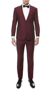 Hudson Burgundy Slim Fit 2 Piece Suit - Ferrecci USA 