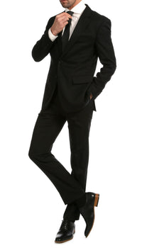 Mason Black Men's Premium 2 Piece Wool Slim Fit Suit - Ferrecci USA 