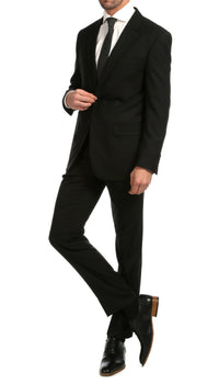 Mason Black Men's Premium 2 Piece Wool Slim Fit Suit - Ferrecci USA 