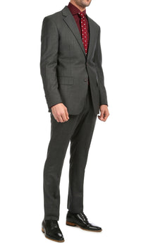 Mason Charcoal Men's Premium 2 Piece Wool Slim Fit Suit - Ferrecci USA 
