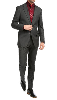 Mason Charcoal Men's Premium 2 Piece Wool Slim Fit Suit - Ferrecci USA 