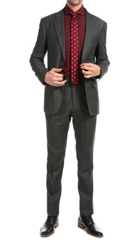 Mason Charcoal Men's Premium 2 Piece Wool Slim Fit Suit - Ferrecci USA 