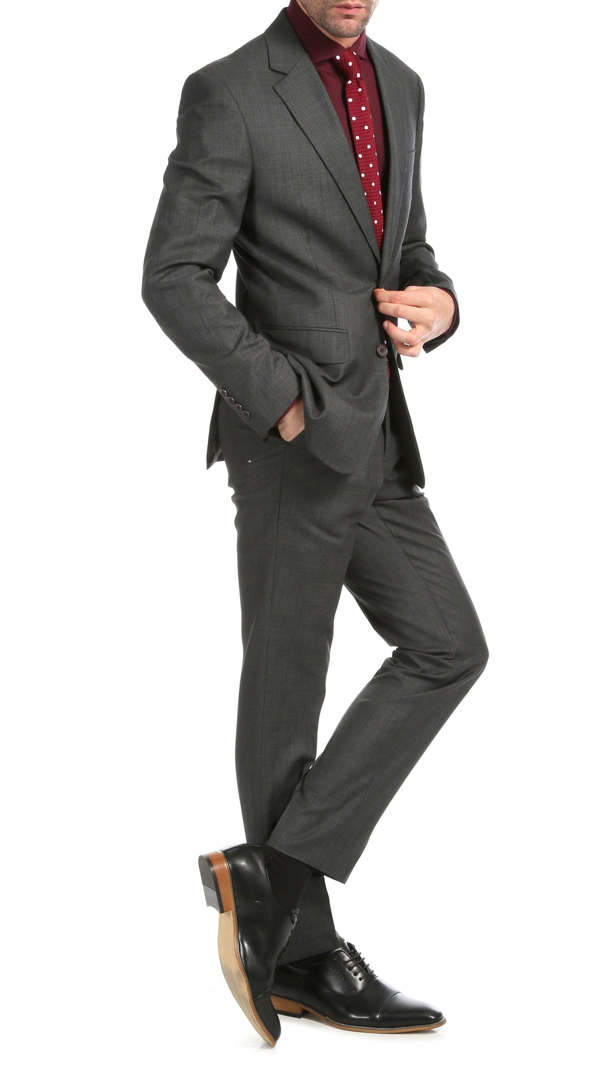 Mason Charcoal Men's Premium 2 Piece Wool Slim Fit Suit - Ferrecci USA 