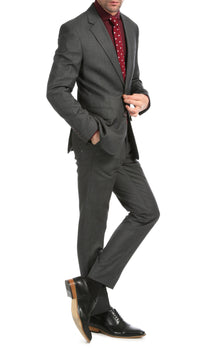 Mason Charcoal Men's Premium 2 Piece Wool Slim Fit Suit - Ferrecci USA 