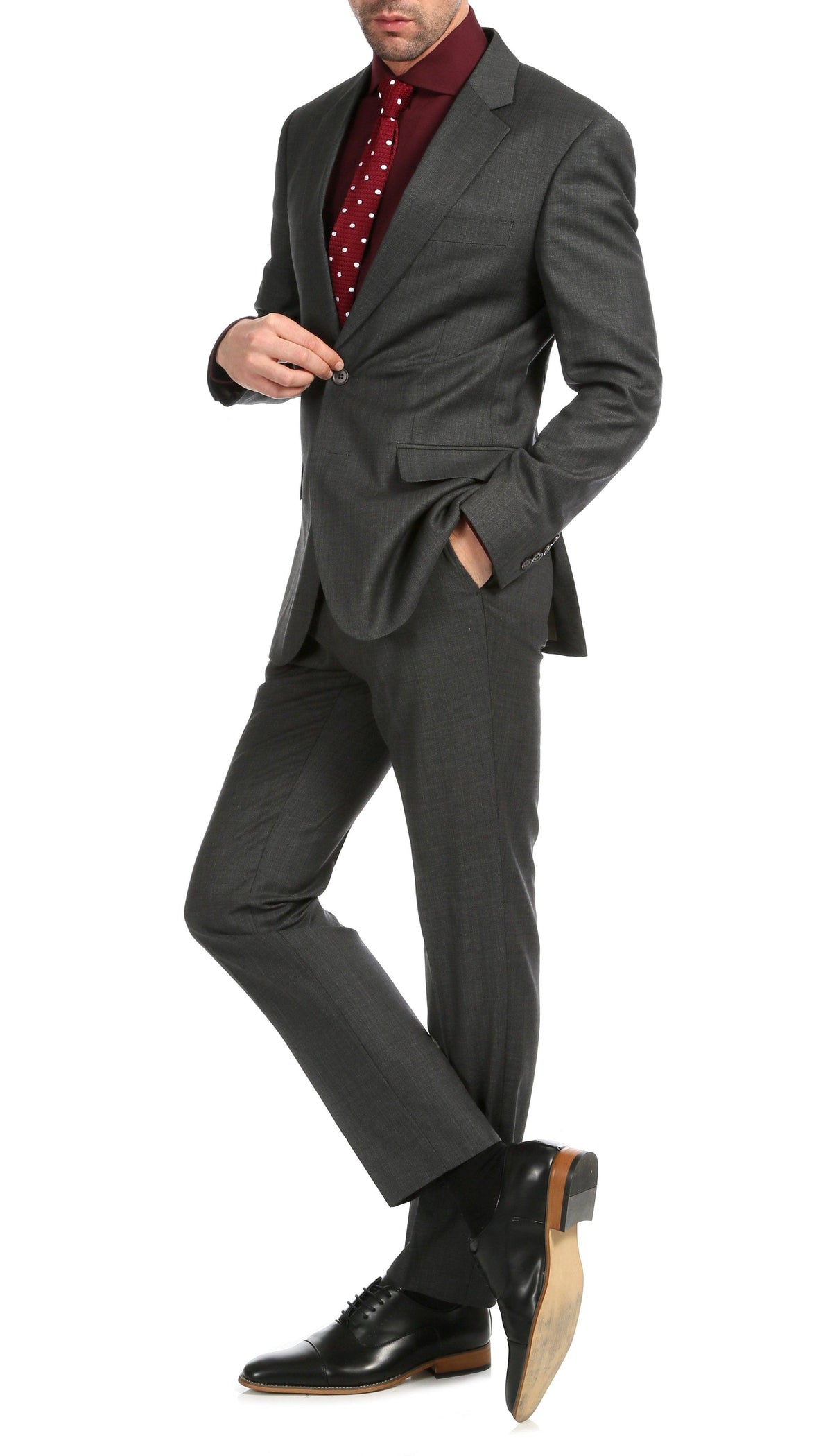 Mason Charcoal Men's Premium 2 Piece Wool Slim Fit Suit - Ferrecci USA 