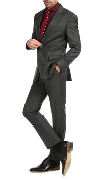 Mason Charcoal Men's Premium 2 Piece Wool Slim Fit Suit - Ferrecci USA 