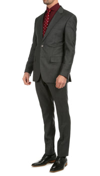 Mason Charcoal Men's Premium 2 Piece Wool Slim Fit Suit - Ferrecci USA 