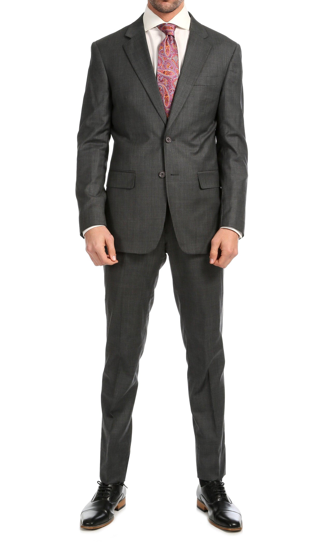 Mason Heather Grey Men's Premium 2 Piece Wool Slim Fit Suit - Ferrecci USA 