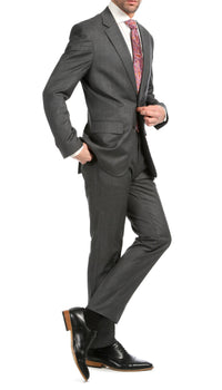 Mason Heather Grey Men's Premium 2 Piece Wool Slim Fit Suit - Ferrecci USA 