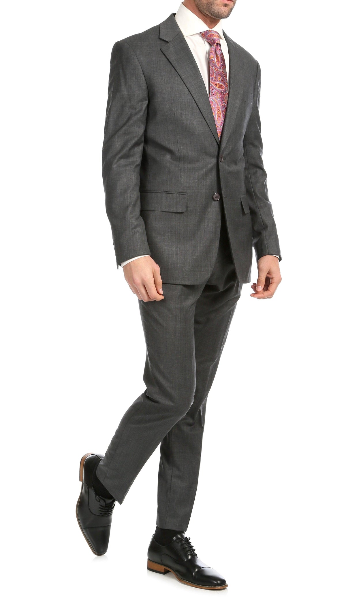 Mason Heather Grey Men's Premium 2 Piece Wool Slim Fit Suit - Ferrecci USA 
