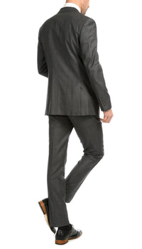 Mason Heather Grey Men's Premium 2 Piece Wool Slim Fit Suit - Ferrecci USA 