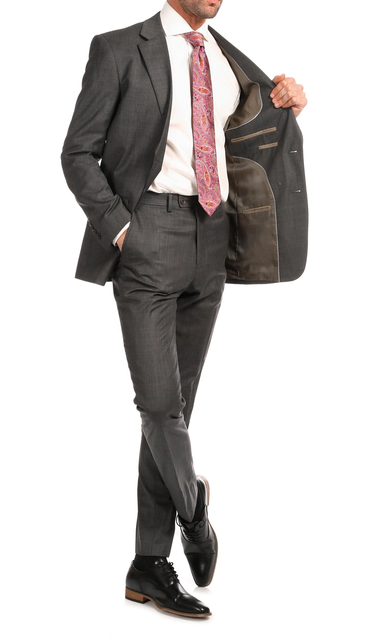 Mason Heather Grey Men's Premium 2 Piece Wool Slim Fit Suit - Ferrecci USA 