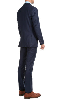 Mason Navy Men's Premium 2pc Premium Wool Slim Fit Suit - Ferrecci USA 