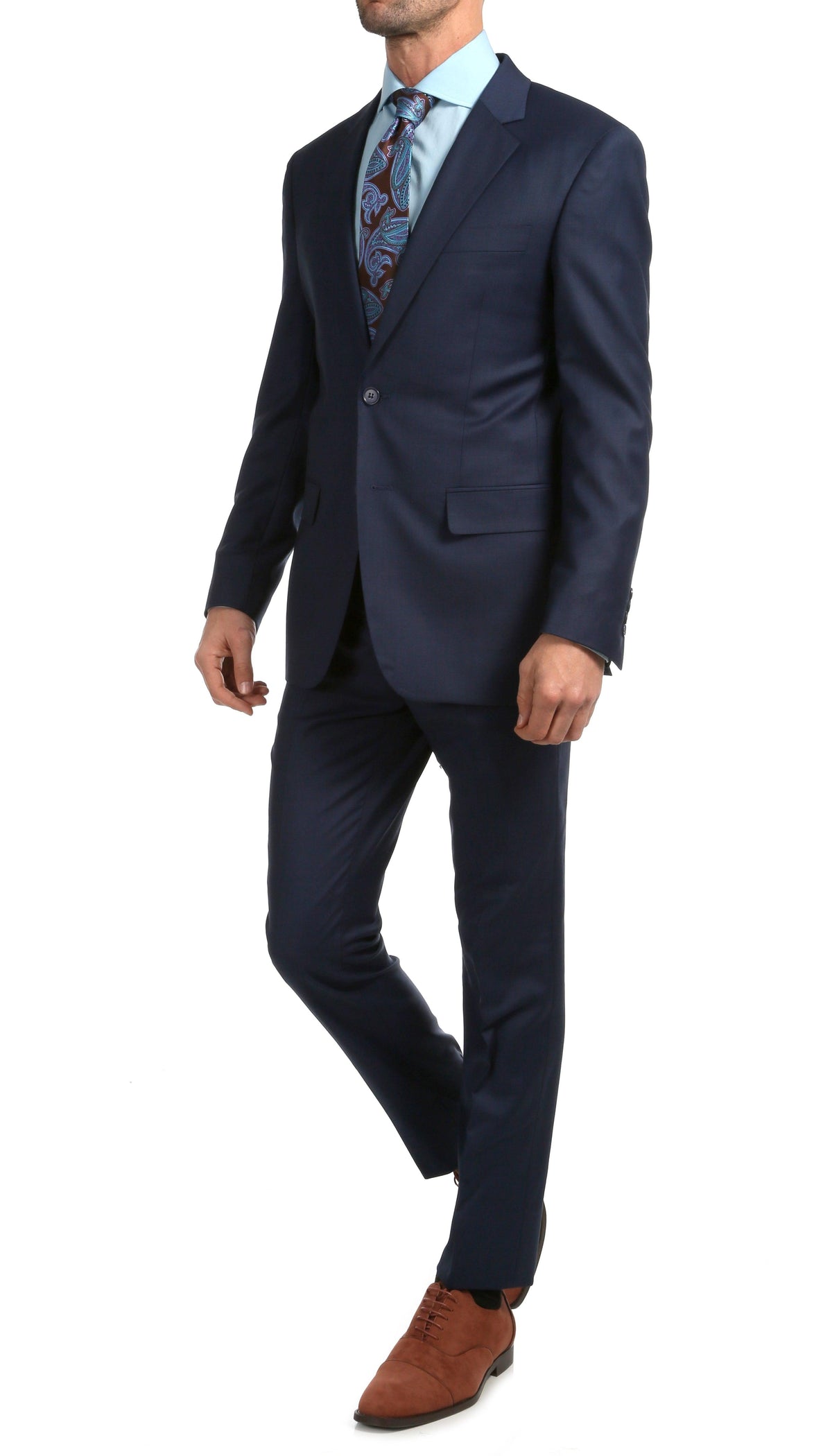 Mason Navy Men's Premium 2pc Premium Wool Slim Fit Suit - Ferrecci USA 