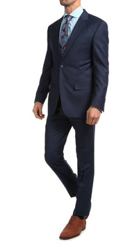 Mason Navy Men's Premium 2pc Premium Wool Slim Fit Suit - Ferrecci USA 