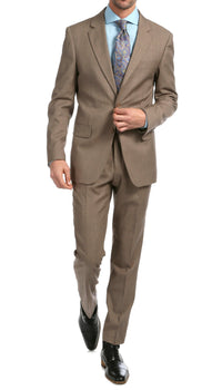 Mason Sand Men's Premium 2 Piece Wool Slim Fit Suit - Ferrecci USA 