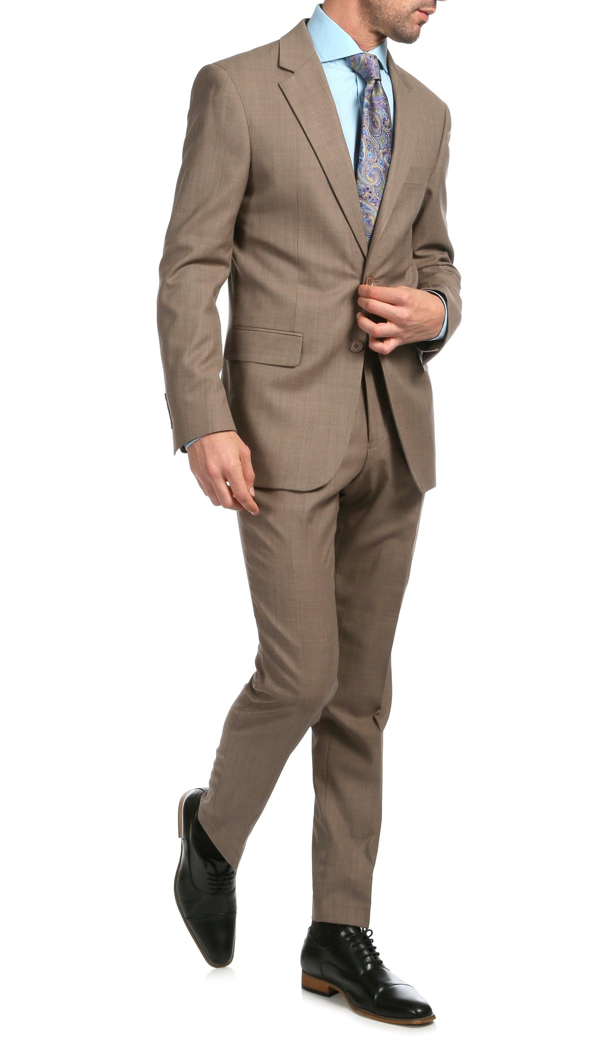 Mason Sand Men's Premium 2 Piece Wool Slim Fit Suit - Ferrecci USA 
