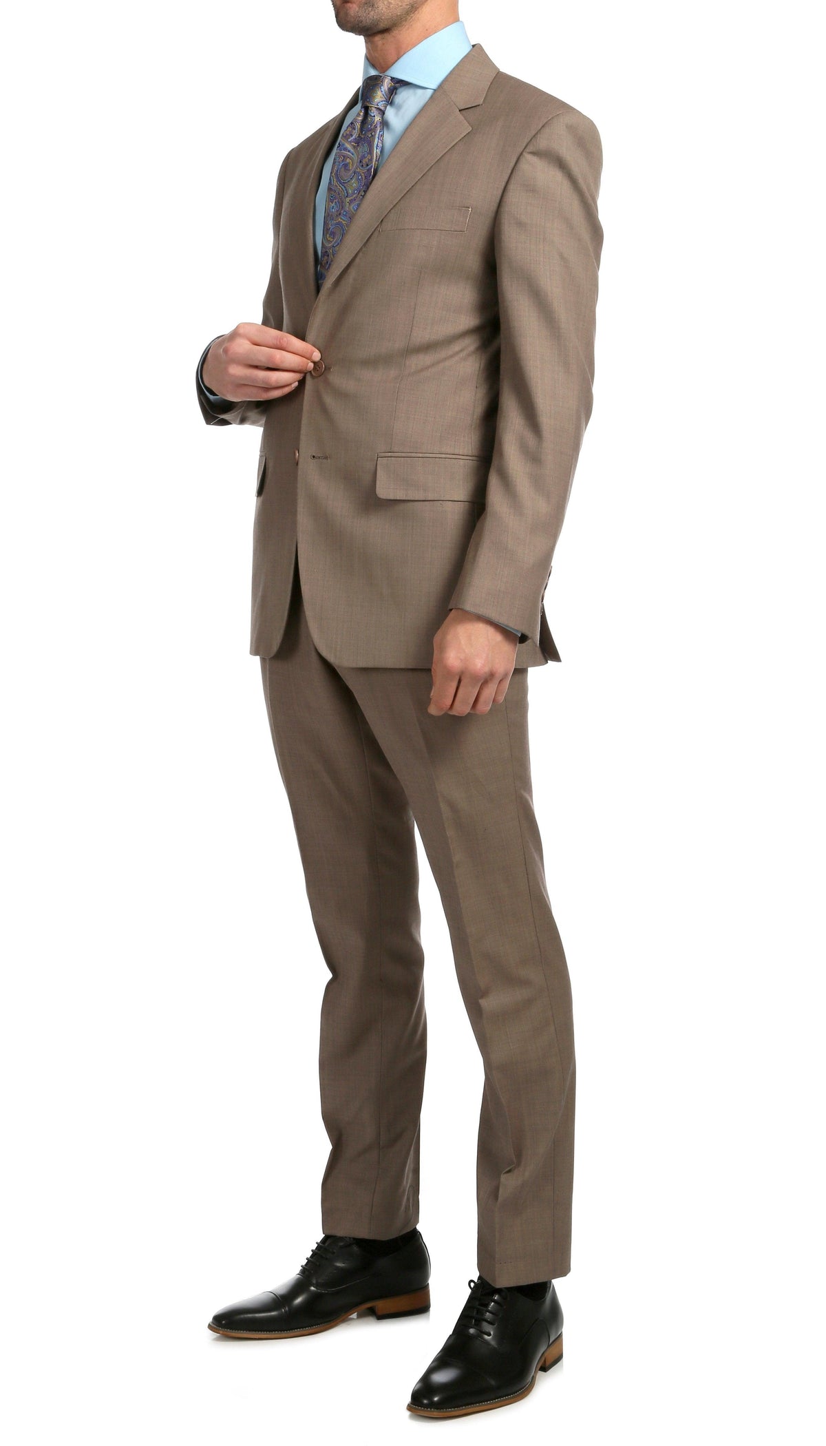 Mason Sand Men's Premium 2 Piece Wool Slim Fit Suit - Ferrecci USA 