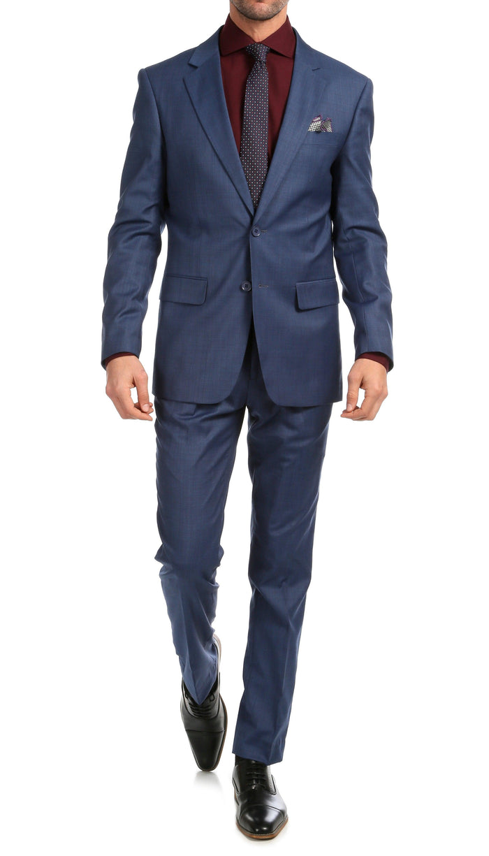 Mason Slate Men's Premium 2 Piece Wool Slim Fit Suit - Ferrecci USA 