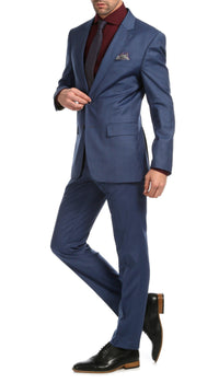 Mason Slate Men's Premium 2 Piece Wool Slim Fit Suit - Ferrecci USA 