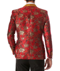 Men's Hugo Red Floral Modern Fit Shawl Collar Tuxedo Blazer - Ferrecci USA 