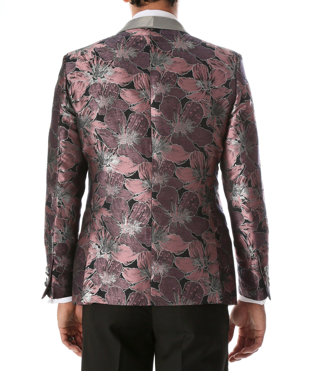 Men's Hugo Rose Floral Modern Fit Shawl Collar Tuxedo Blazer - Ferrecci USA 