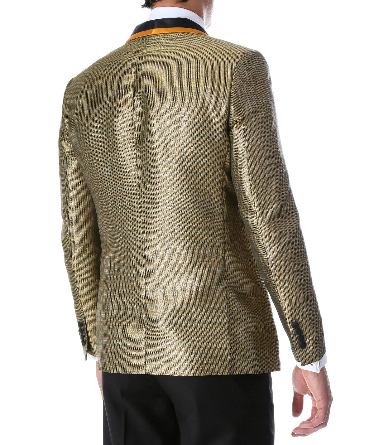 Men's Webber Black & Gold Modern Fit Shawl Collar Tuxedo Blazer - Young Man’s Prom Wear - Ferrecci USA 