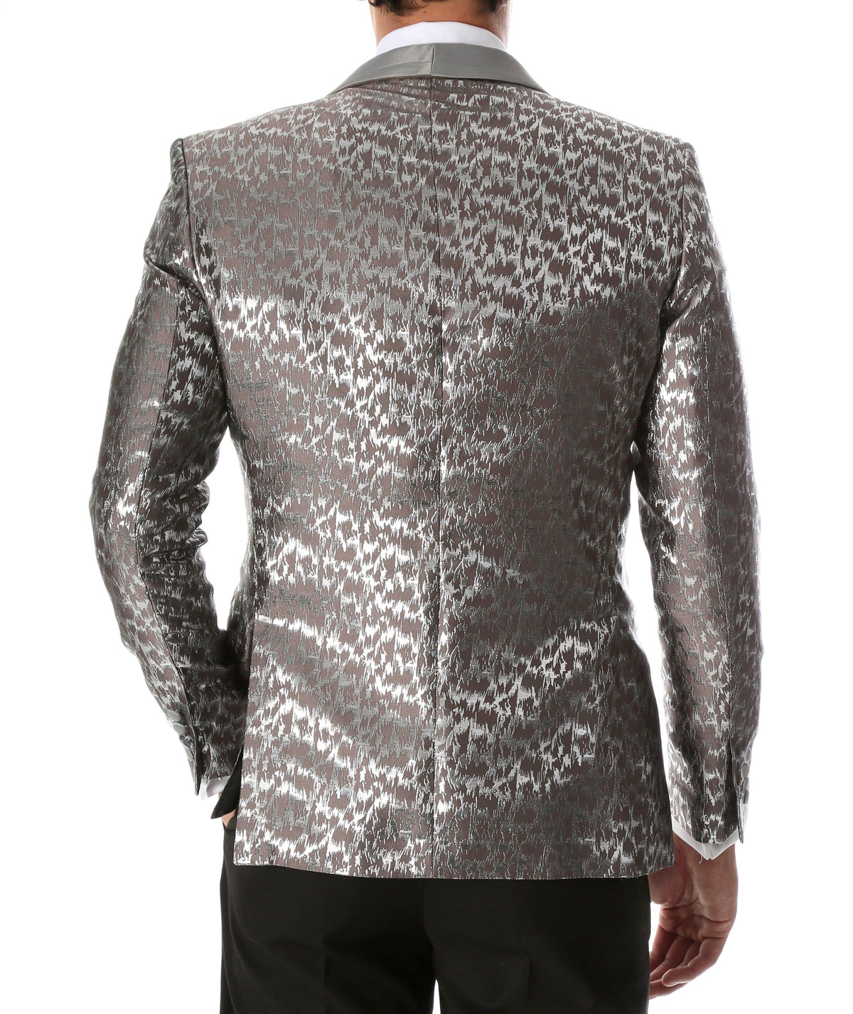 Men's Webber Silver Modern Fit Shawl Collar Tuxedo Blazer - Ferrecci USA 
