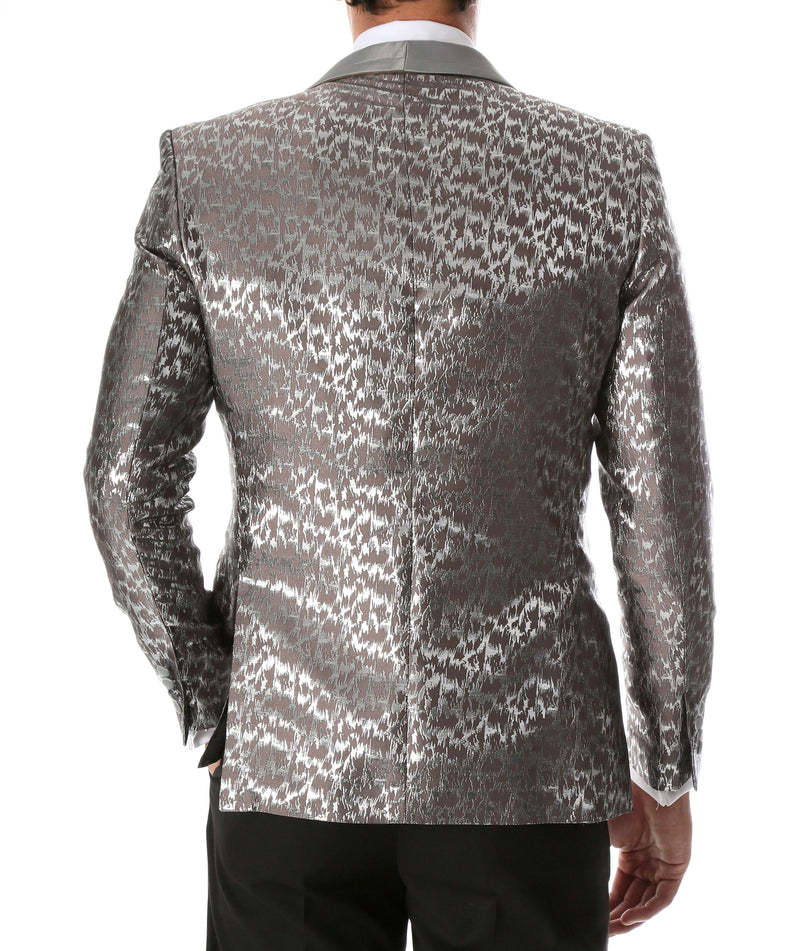 Men's Webber Silver Modern Fit Shawl Collar Tuxedo Blazer - Ferrecci USA 