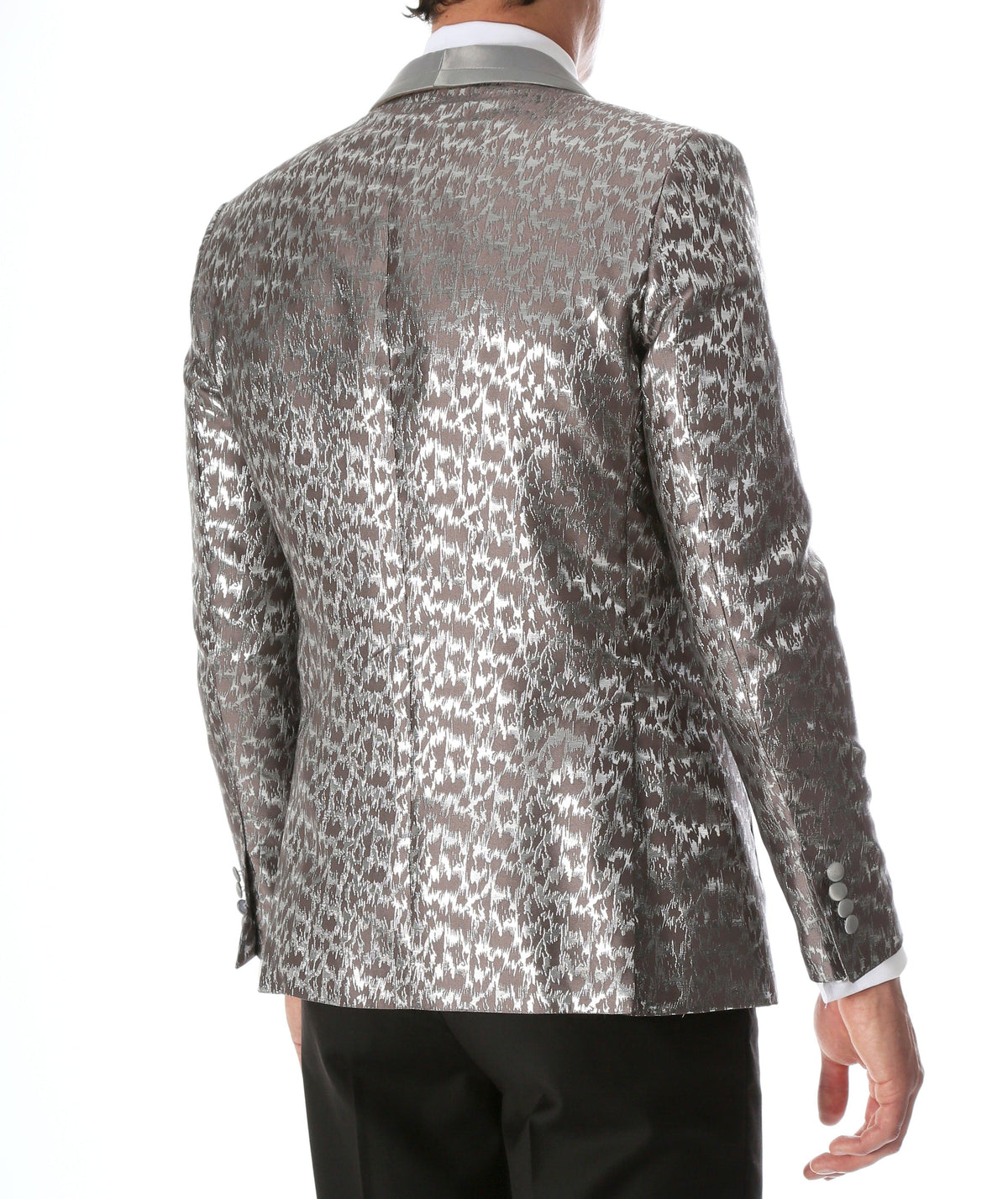 Men's Webber Silver Modern Fit Shawl Collar Tuxedo Blazer - Ferrecci USA 